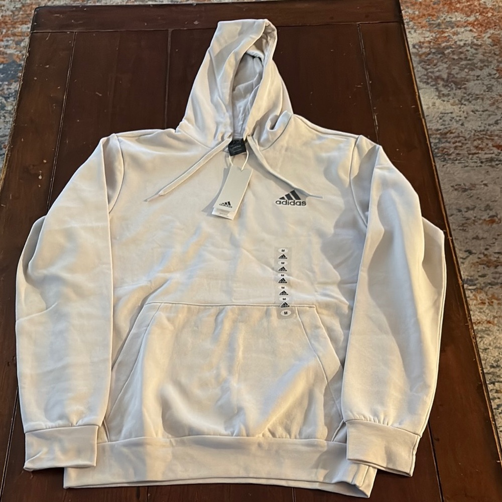 Adidas Cream Pullover Hoodie Soft Cotton-Blend